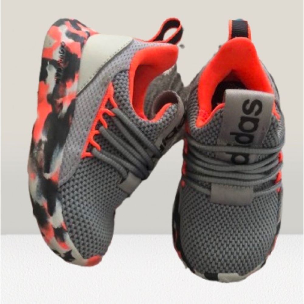 Adidas Kids Gray and Orange Sneakers
